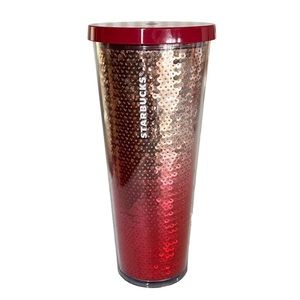 Starbucks Tumbler Sequins Red Pink Ombré, 24oz Holiday